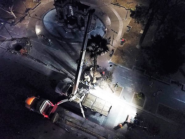 Ayuntamiento de Puebla planta palmeras en Avenida Juárez y Paseo Bravo