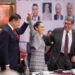 Claudia Sheinbaum, Alejandro Armenta, Ricardo Monreal, durante la reunión parlamentaria