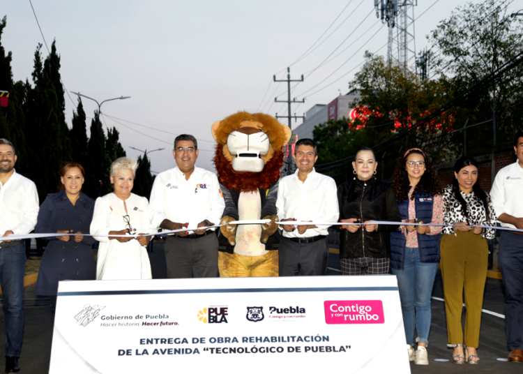 Gobernador Sergio Salomón y alcalde Eduardo Rivera entregan Avenida Tecnológico