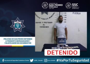 Policía de San Pedro Cholula detiene a presunto defraudador