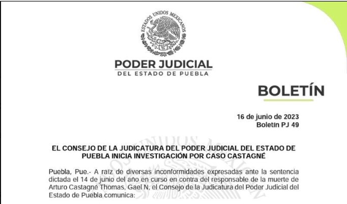 Consejo de la Judicatura investiga caso de Castagné