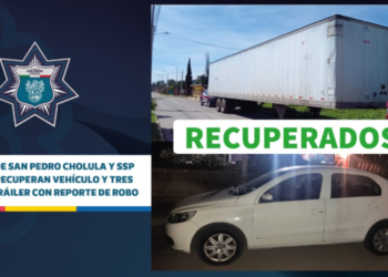 Policías de San Pedro y SSP recuperan vehículo y 3 cajas de tráiler