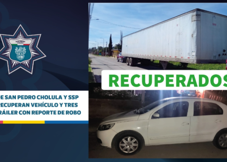 Policías de San Pedro y SSP recuperan vehículo y 3 cajas de tráiler