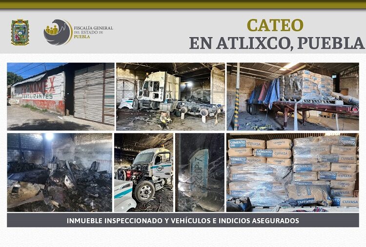 FGE localiza bodega con mercancía robada en Atlixco