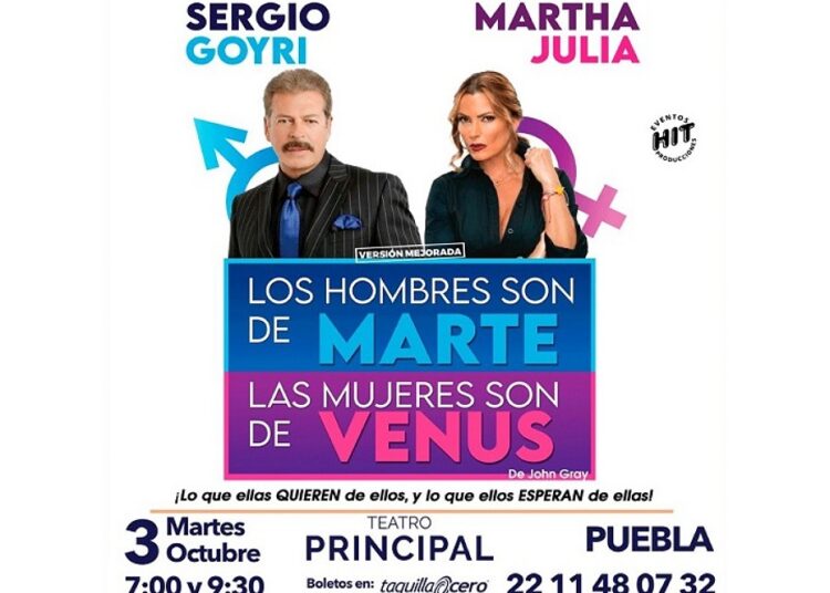 La obra ‘Los hombres son de Marte, las mujeres son de Venus’ se presentará en Puebla