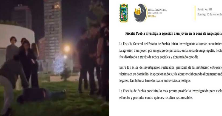 Fiscalía Puebla investiga la agresión a un joven en la zona de Angelópolis