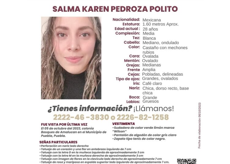Comisión de Búsqueda de Personas indaga paradero de Salma Karen Pedroza
