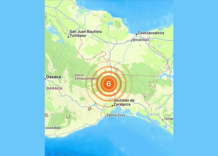 Se registra sismo de 6.0 grados en Oaxaca