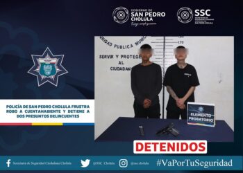 Los detienen cuando intentaban asaltar a cuentahabiente en Cholula