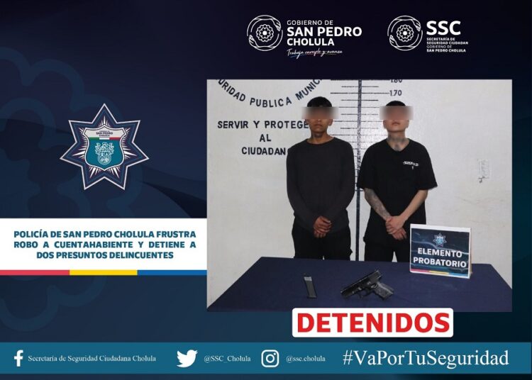 Los detienen cuando intentaban asaltar a cuentahabiente en Cholula