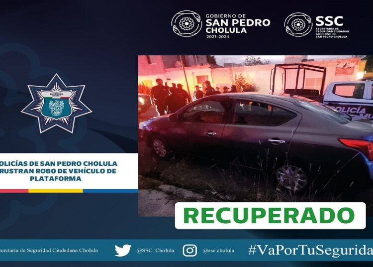 Policías de San Pedro Cholula frustran robo de vehículo