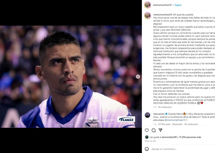 Memo Martínez se despide del Puebla con emotivo mensaje