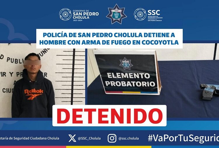 Policía detiene a hombre con arma de fuego en Cocoyotla