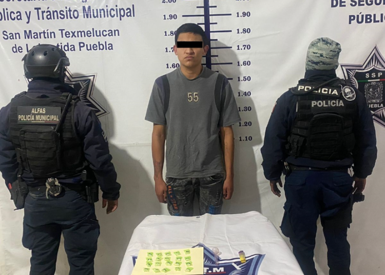 SSP de Texmelucan asegura a sujeto por posible venta y distribución de droga