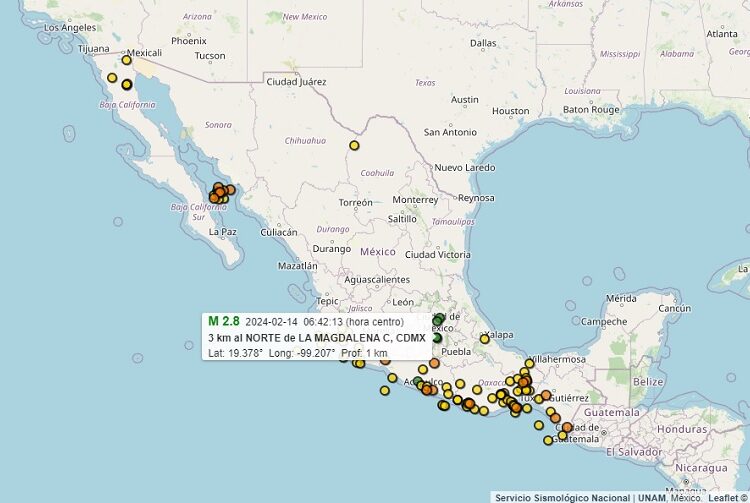 Se registra sismo de magnitud 2.8 en la CDMX