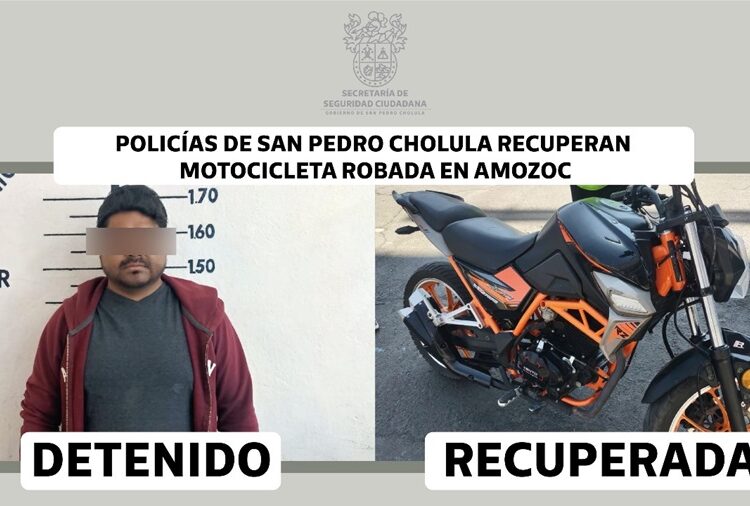 SSC Cholula recupera motocicleta robada en Amozoc