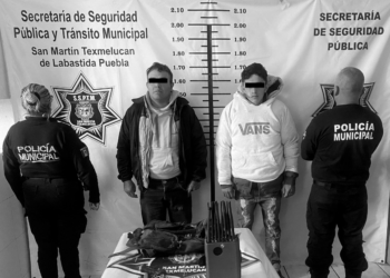 SSP de Texmelucan detiene a sujetos con arma de fuego y equipo de bloqueo de señal