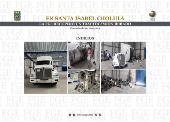 FGE recupera tractocamión robado en Santa Isabel Cholula