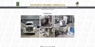 FGE recupera tractocamión robado en Santa Isabel Cholula