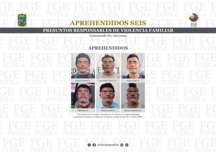 Detienen a seis sujetos por de violencia familiar