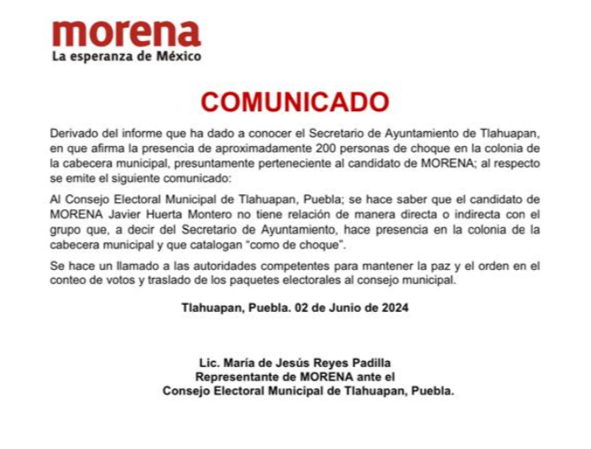 Acusan vandalismo de Huerta en Tlahuapan, Morena se desmarca