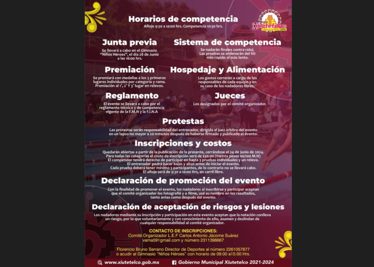 Gobierno de Xiutetelco abre convocatoria para participar en el Festival Acuático