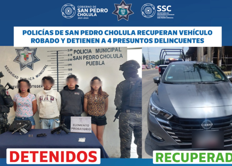 Policías de San Pedro recupera vehículo robado y detiene a 4 delincuentes