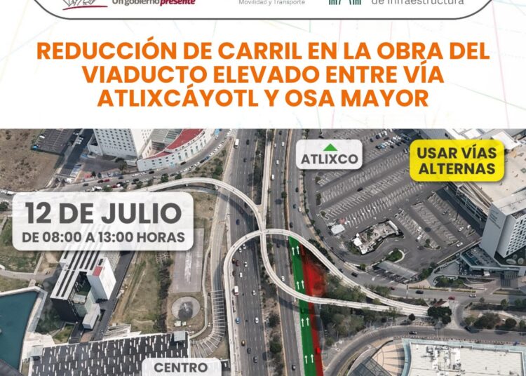 Infraestructura Puebla anuncia cierre en vía Atlixcáyotl