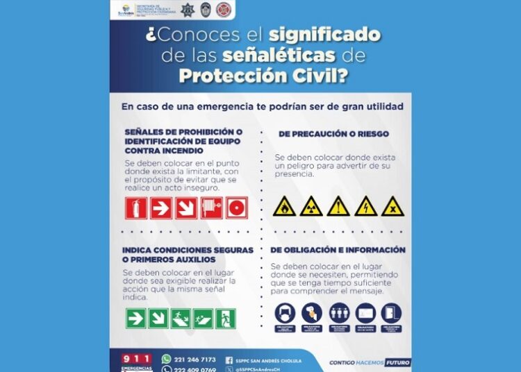 Gobierno de San Andrés Cholula promueve señalamientos de protección civil