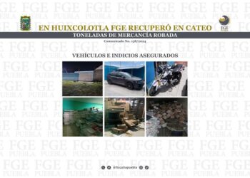 Recuperan toneladas de mercancía robada en cateo en Huixcolotla