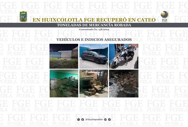 Recuperan toneladas de mercancía robada en cateo en Huixcolotla