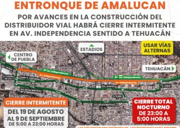 Habrá cierres viales en la zona de Amalucan a partir del 19 de agosto