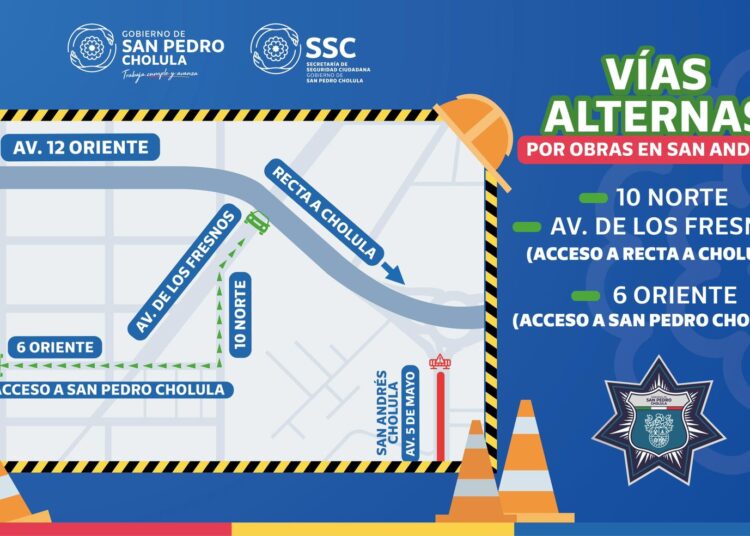 San Pedro Cholula implementará vías alternas por obras