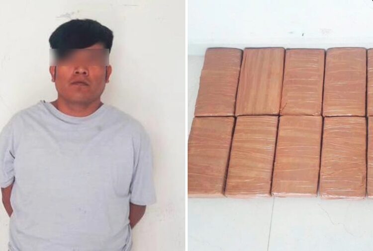 Detienen a hombre con 10 kilos de posible marihuana