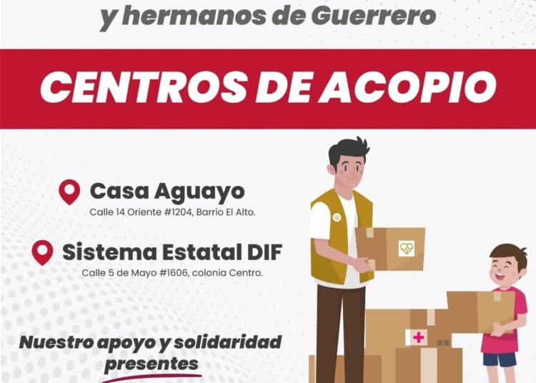 Gobierno estatal abre centro de acopio para apoyar a damnificados por el huracán «John» en Guerrero