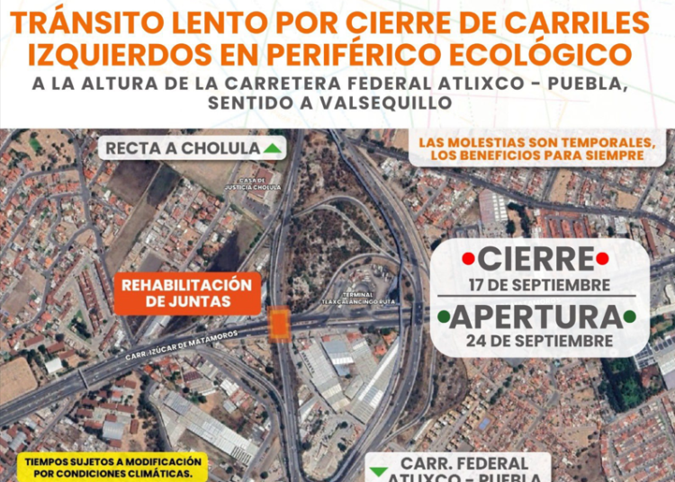 Habrá más cierres viales en Vía Atlixcáyotl por obras