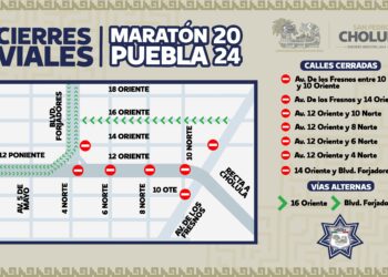 Cierres viales en San Pedro Cholula este 27 de octubre
