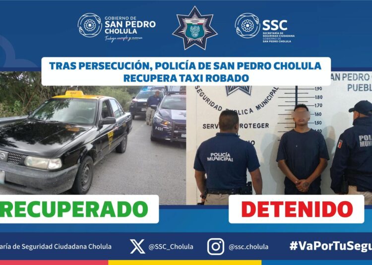 Tras persecución, Policía de San Pedro recupera taxi robado