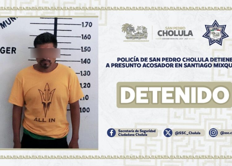 Policía de San Pedro detiene a acosador en Santiago Mixquitla