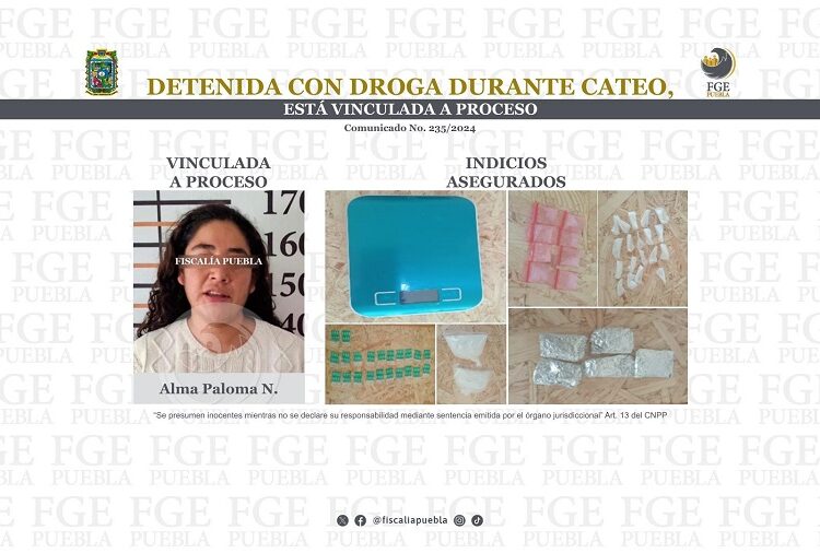 Vinculan a proceso a detenida con droga durante cateo