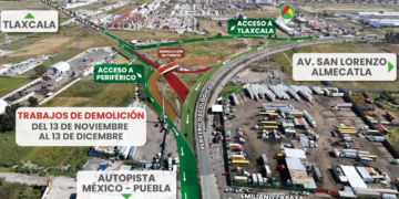 Inician demolición de puente en Periférico y Autopista a Tlaxcala