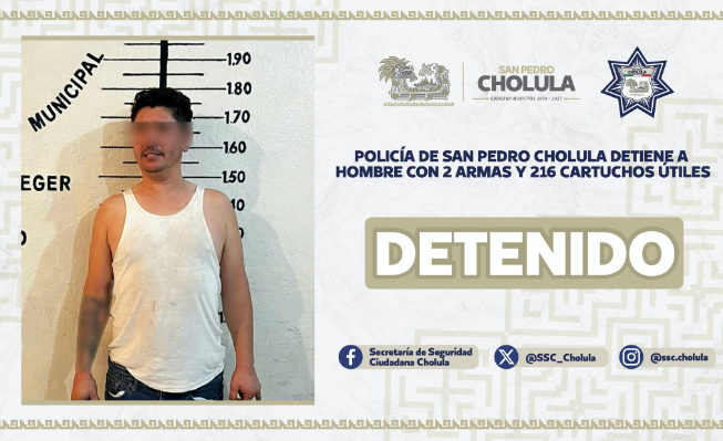 Policía de San Pedro detiene a sujeto con 2 armas y 216 cartuchos