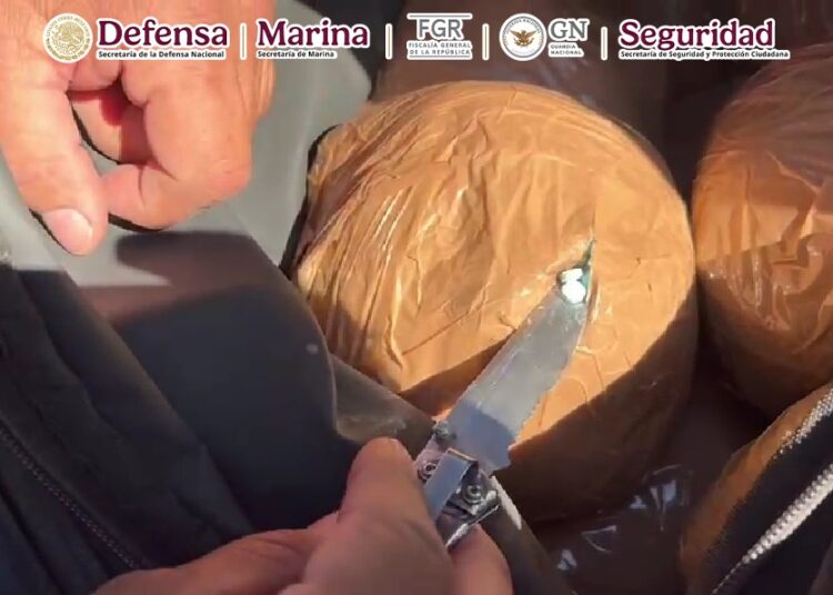 Sinaloa, se detuvo a un sujeto que transportaba dos maletas con paquetes de pastillas de fentanilo y dosis de cristal