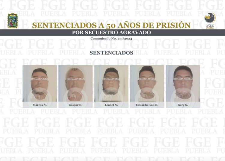 Sentenciados a 50 años de prisión por secuestro agravado