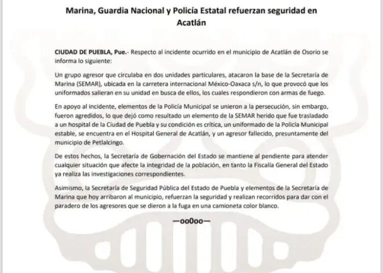 Marina, Guardia Nacional y Policía Estatal refuerzan seguridad en Acatlán