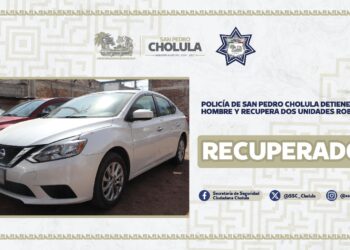 Policía de San Pedro Cholula detiene a un hombre y recupera dos unidades robadas