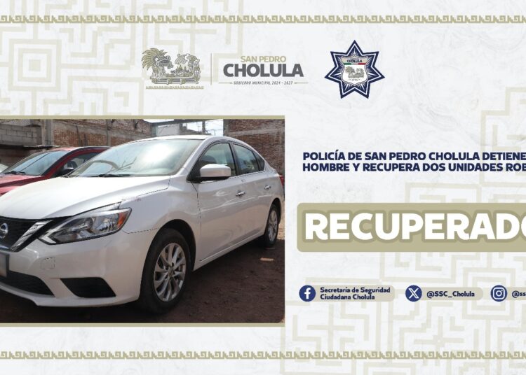Policía de San Pedro Cholula detiene a un hombre y recupera dos unidades robadas