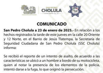 Así fueron los hechos donde un asaltante perdió el control en San Pedro Cholula