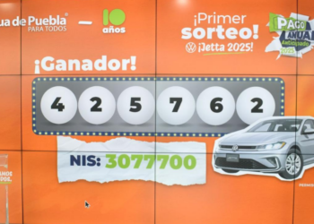 El folio 425762 es el ganador de un VW Jetta en el 1er Sorteo del Pago Anual Anticipado de Agua de Puebla