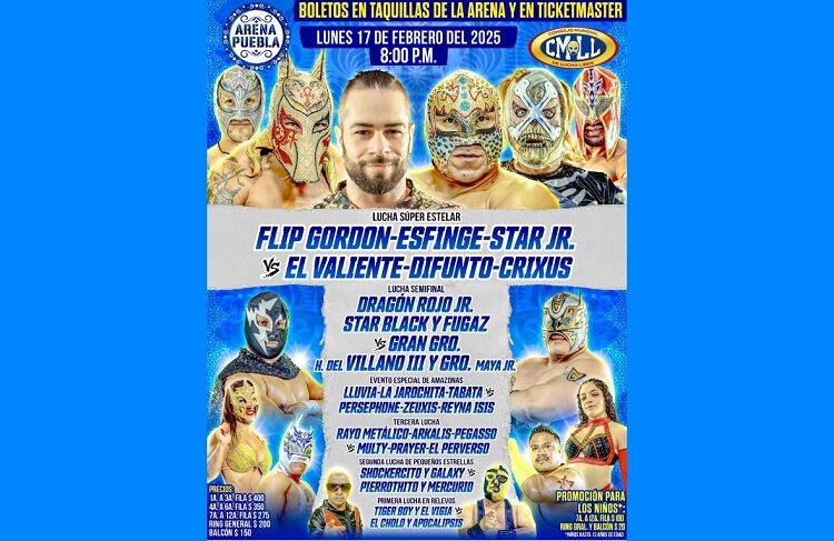 Flip Gordon y El Valiente encabezan función en la Arena Puebla